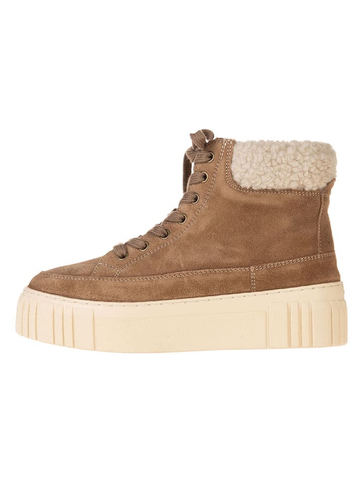 Leder-Boots in Beige