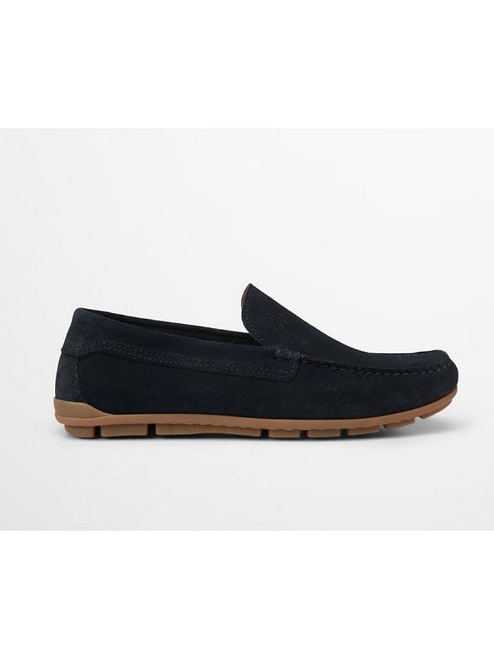 Leder-Slipper in Dunkelblau