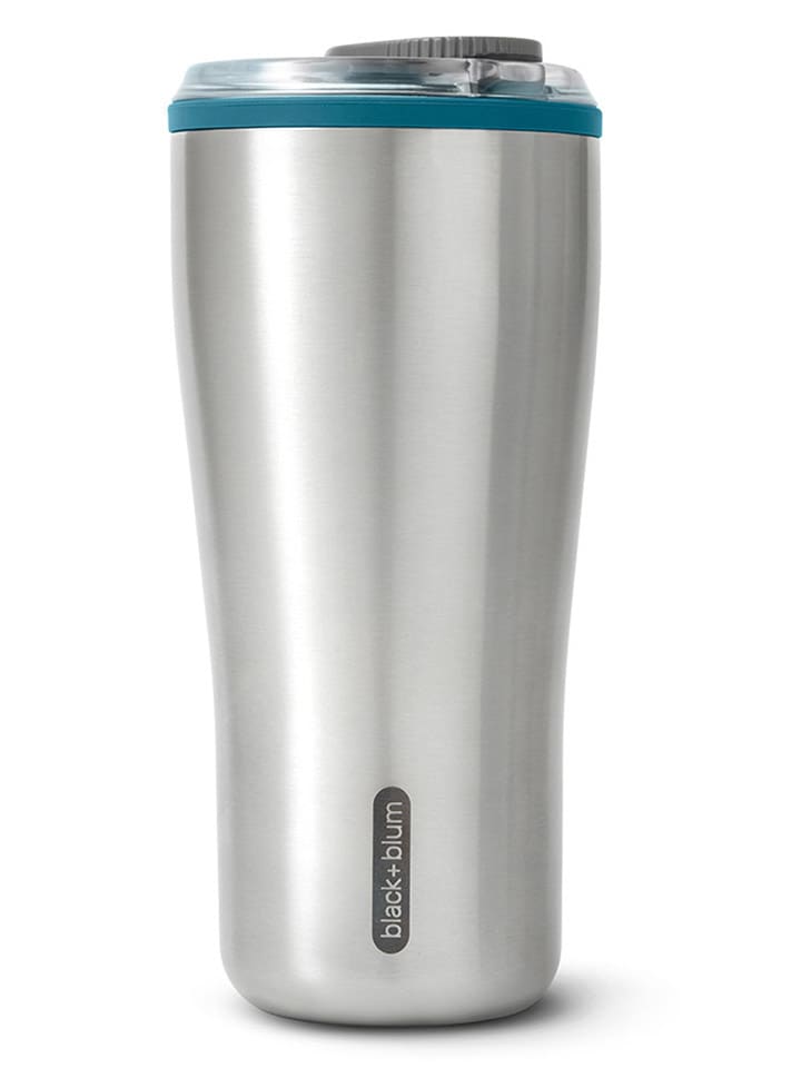 Kubek termiczny w kolorze srebrno-niebieskim - 600 ml