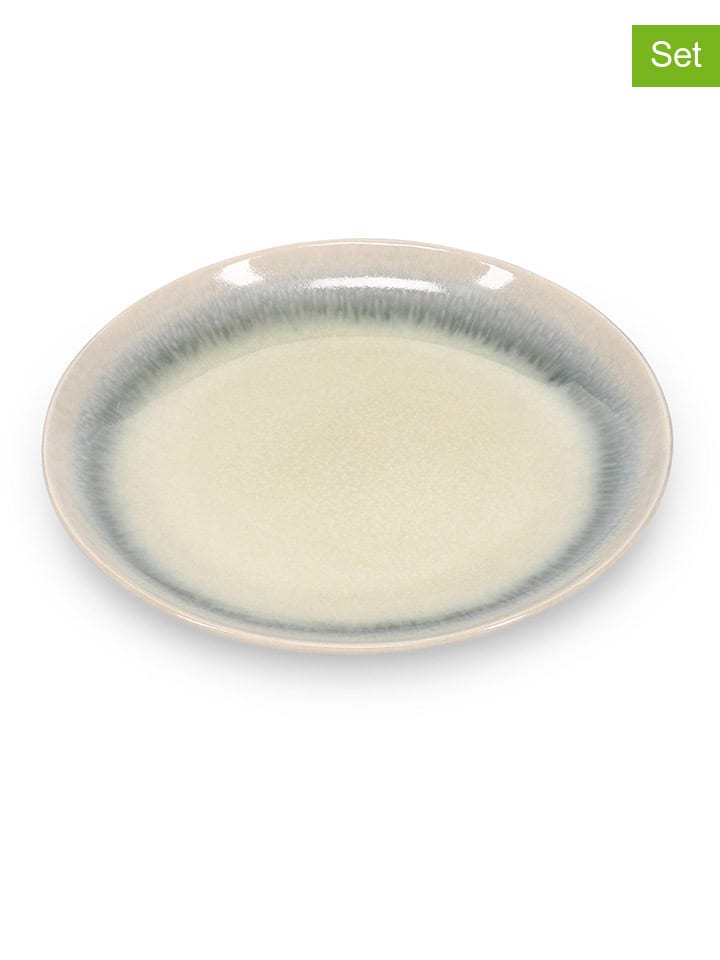 Talerze (4 szt.) "Flint" w kolorze zielono-szarym na pieczywo - 15 x 13,5 cm