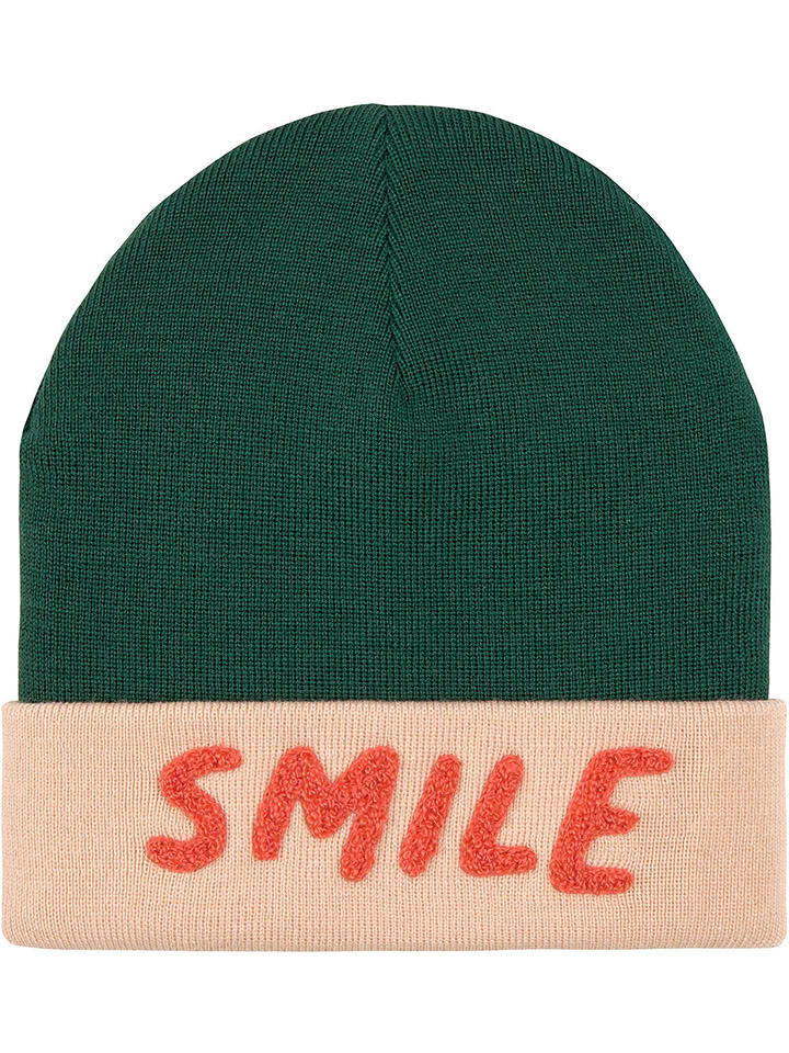 Wollen beanie groen/oranje