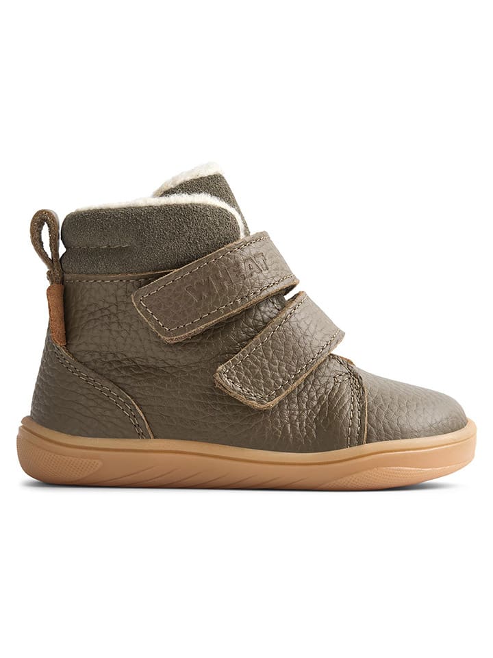 Leder-Winterboots in Khaki