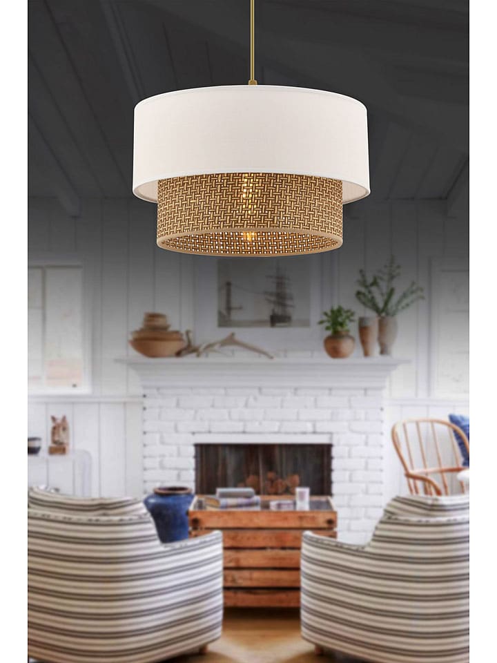 Lampa wisząca w kolorze biało-beżowym - wys. 65 x Ø 30 cm