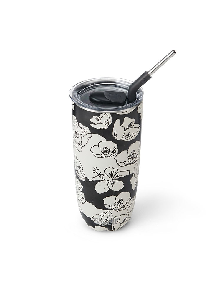 Kubek termiczny "Charcoal Bloom" w kolorze czarno-białym - 700 ml