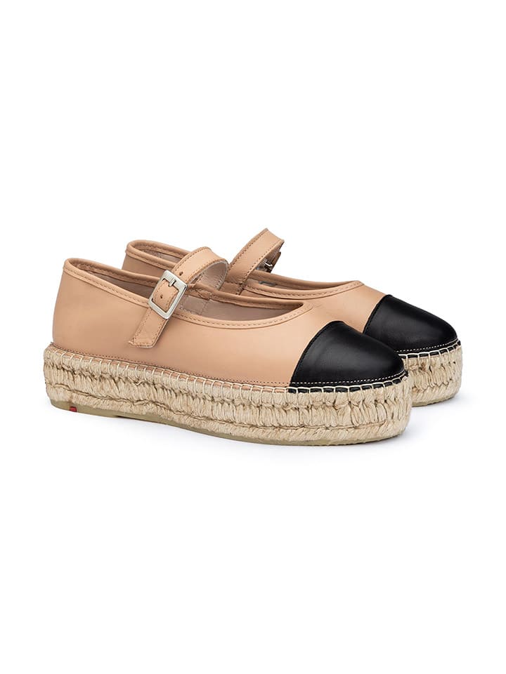 Skórzane espadryle w kolorze beżowo-czarnym