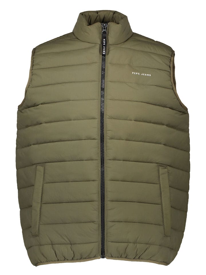 Doorgestikte bodywarmer kaki