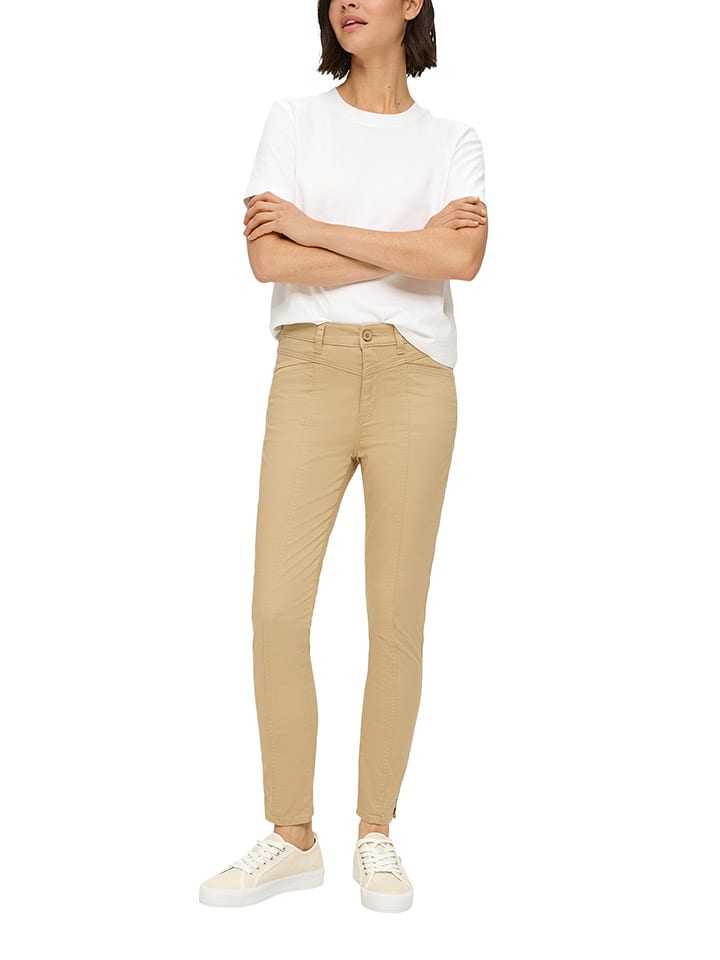 Spodnie - Skinny fit - w kolorze beżowym