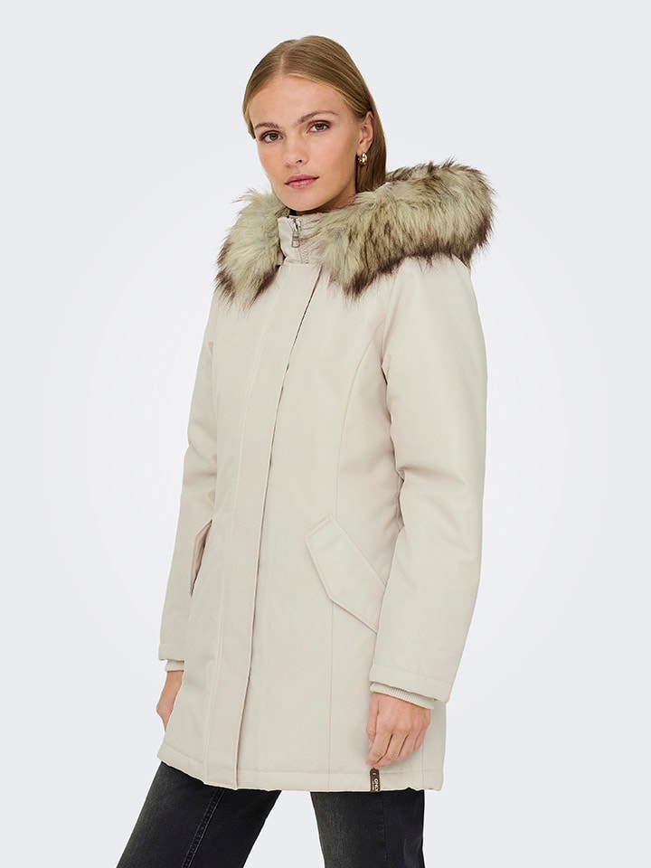 Parka w kolorze kremowym