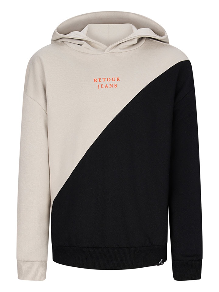 Hoodie "Novan" beige/zwart
