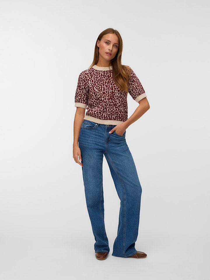 Trui rood/beige