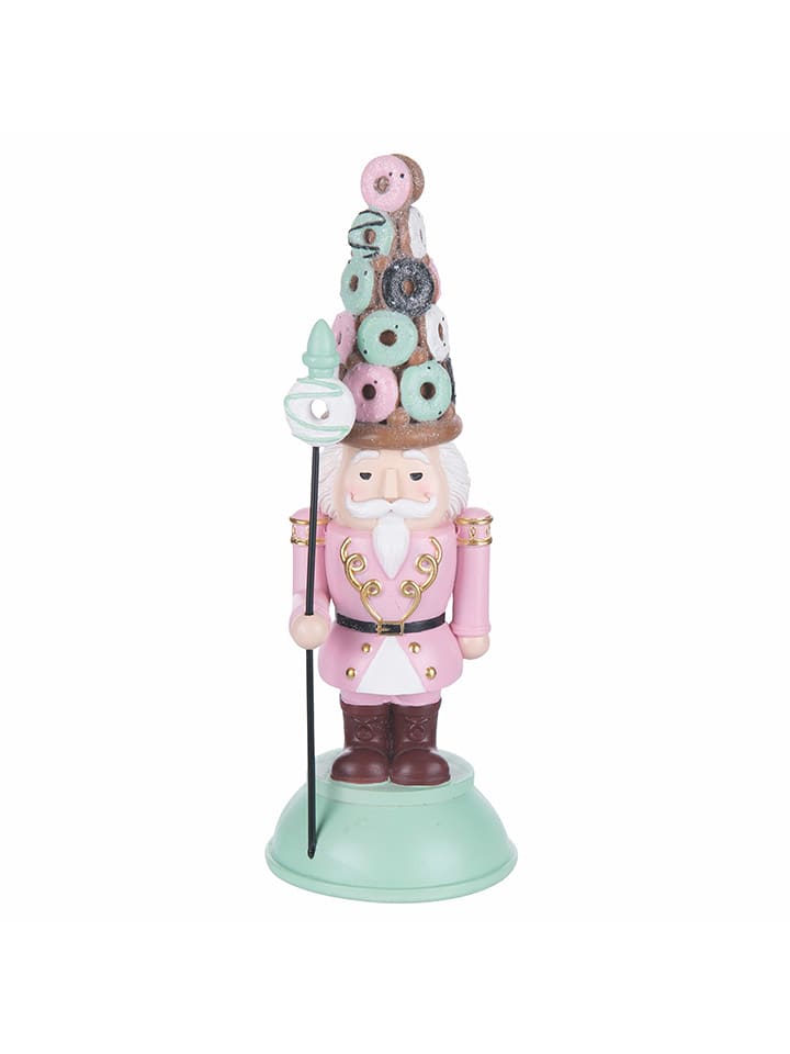Figurka dekoracyjna "Nutcracker" w kolorze jasnoróżowo-turkusowym - dł. 22 cm