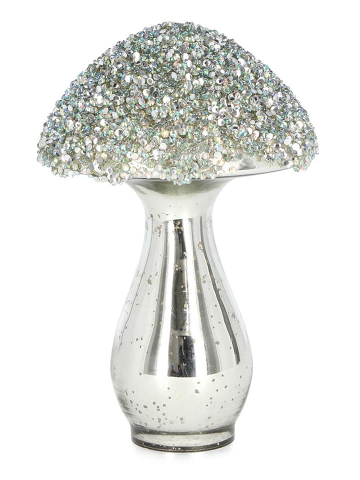 Figurka dekoracyjna "Mushroom" w kolorze srebrnym - wys. 19 cm