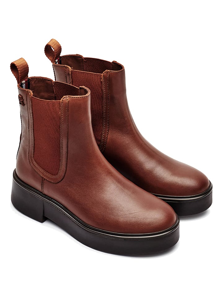 Leder-Chelsea-Boots in Hellbraun