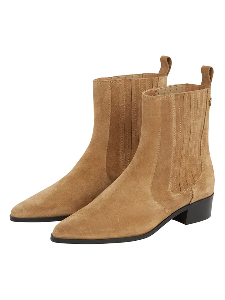 Leder-Boots in Beige