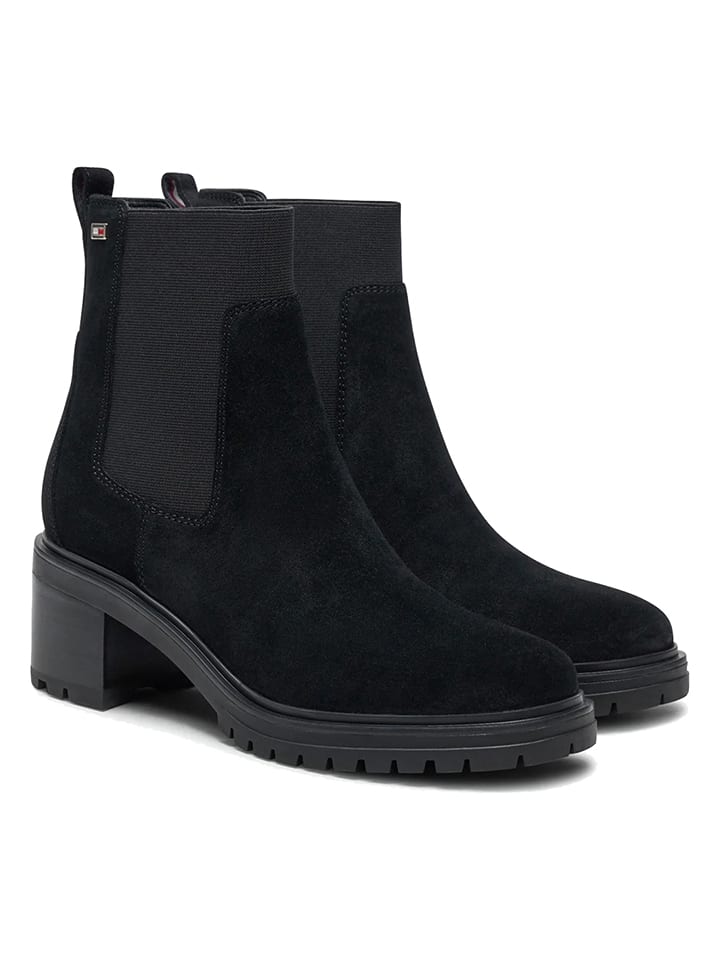 Leder-Stiefeletten in Schwarz