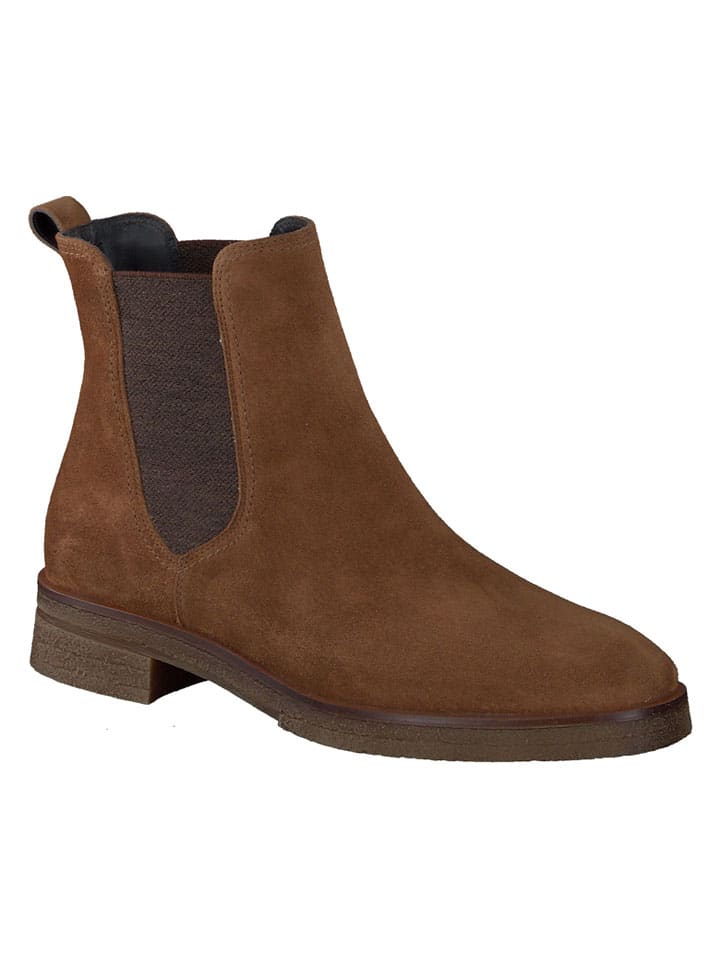 Leder-Chelsea-Boots in Hellbraun