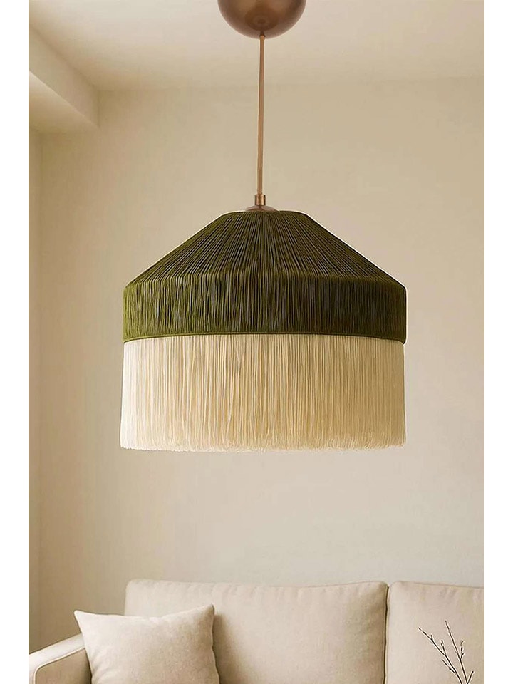 Lampa wisząca w kolorze oliwkowo-kremowym - Ø 40 cm