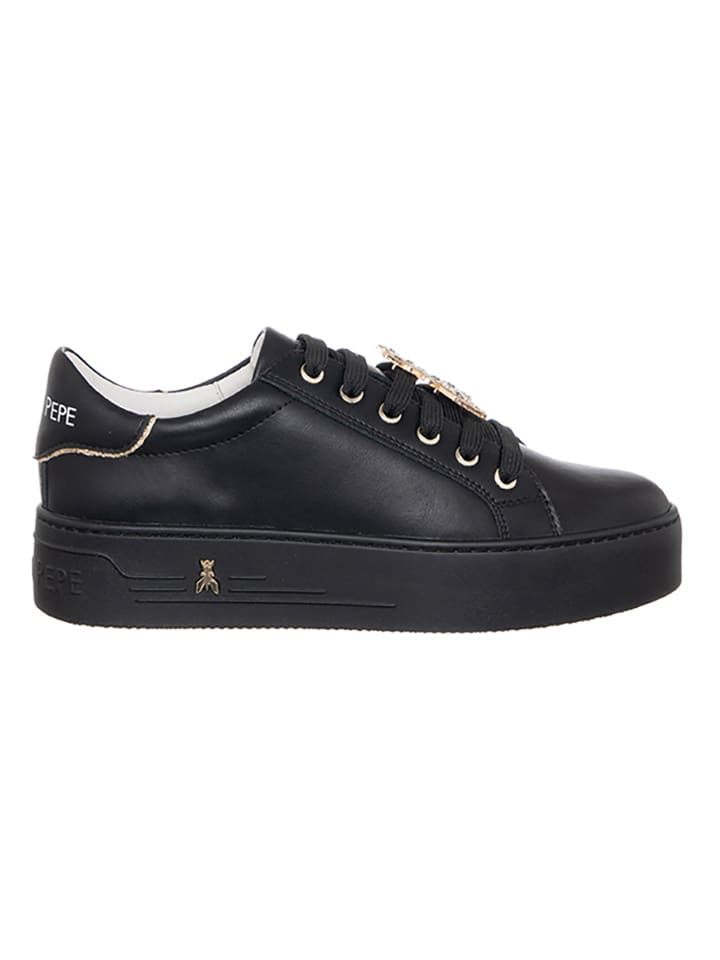 Skórzane sneakersy w kolorze czarnym