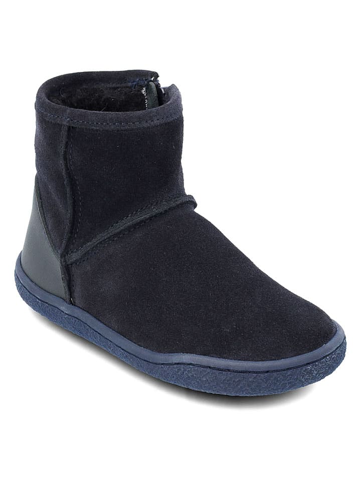 Skórzane botki "Mini Cozy" w kolorze granatowym