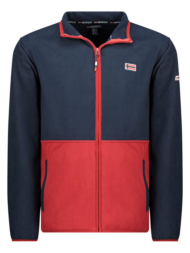 Fleece vest donkerblauw/rood