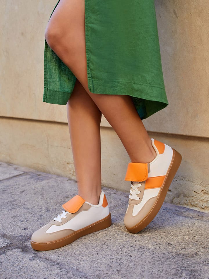 Sneakersy w kolorze kremowo-pomarańczowo-beżowym