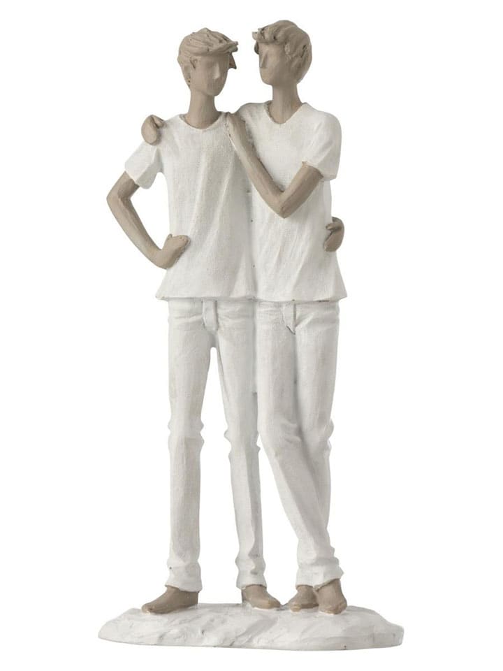 Figurka dekoracyjna w kolorze biało-szarobrązowym - 13,5 x 26 cm
