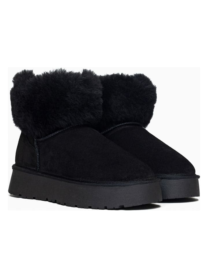 Leder-Winterboots "Freya" in Schwarz