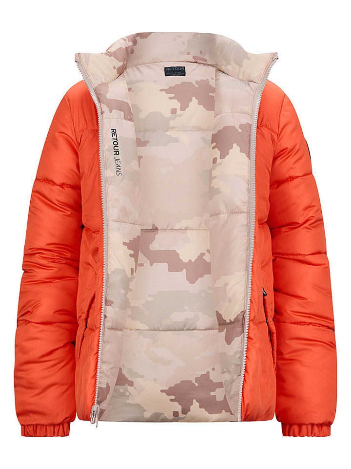 Steppjacke "Carsten" in Rot/ Beige