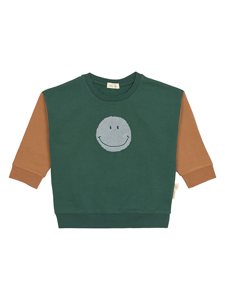 Sweatshirt "Smile" groen/lichtbruin