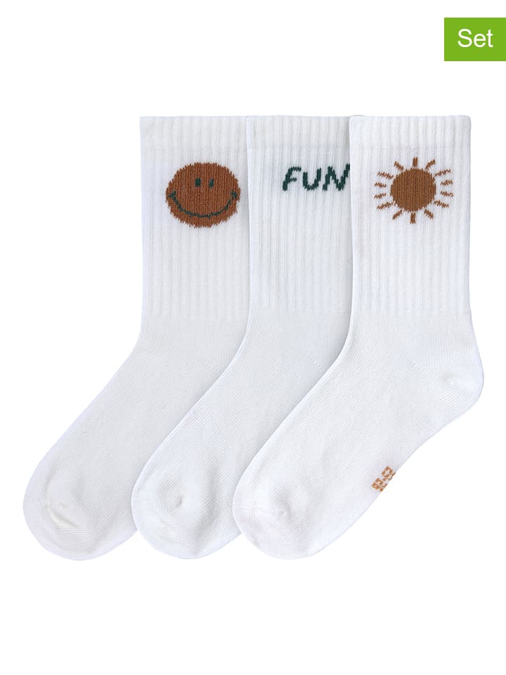 3-delige set: sokken "Little Gang Fun" wit