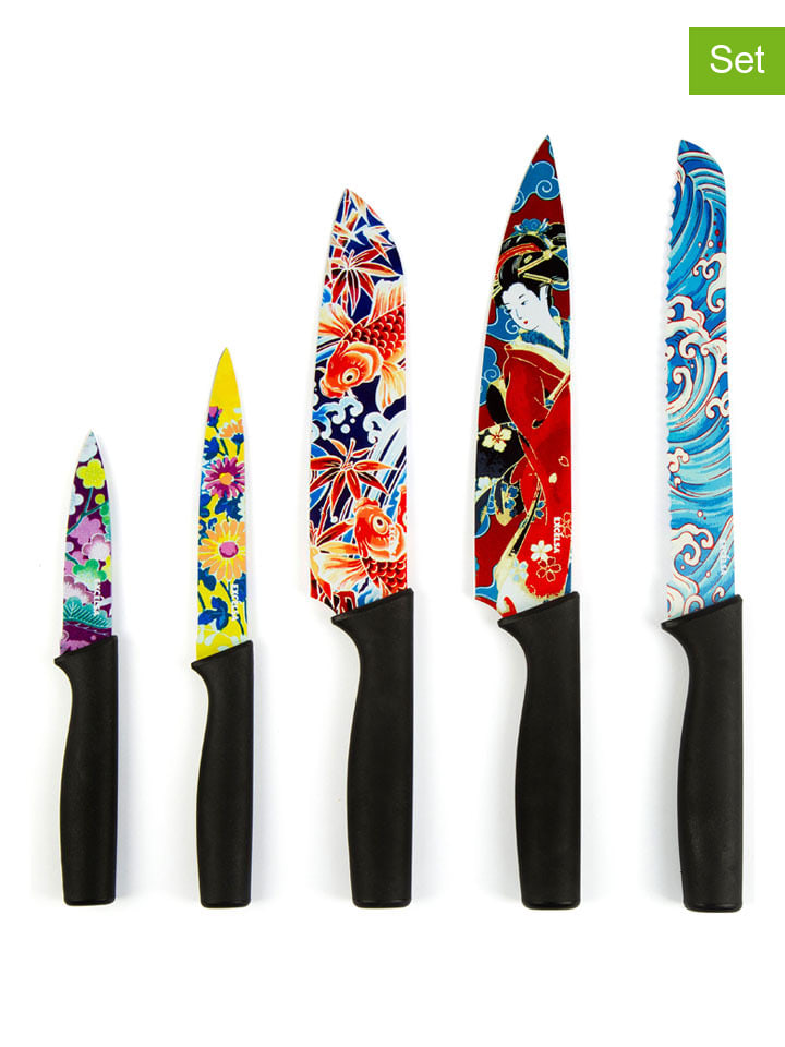 5-częściowy zestaw "Kimono" w kolorze czarnym ze wzorem