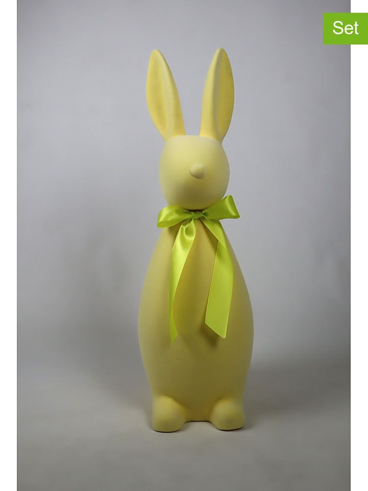 Figurka dekoracyjna "Hare" w kolorze kremowym - wys. 46 x Ø 15 cm