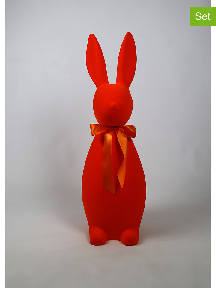 Figurka dekoracyjna "Hare" w kolorze pomarańczowym - wys. 46 x Ø 15 cm