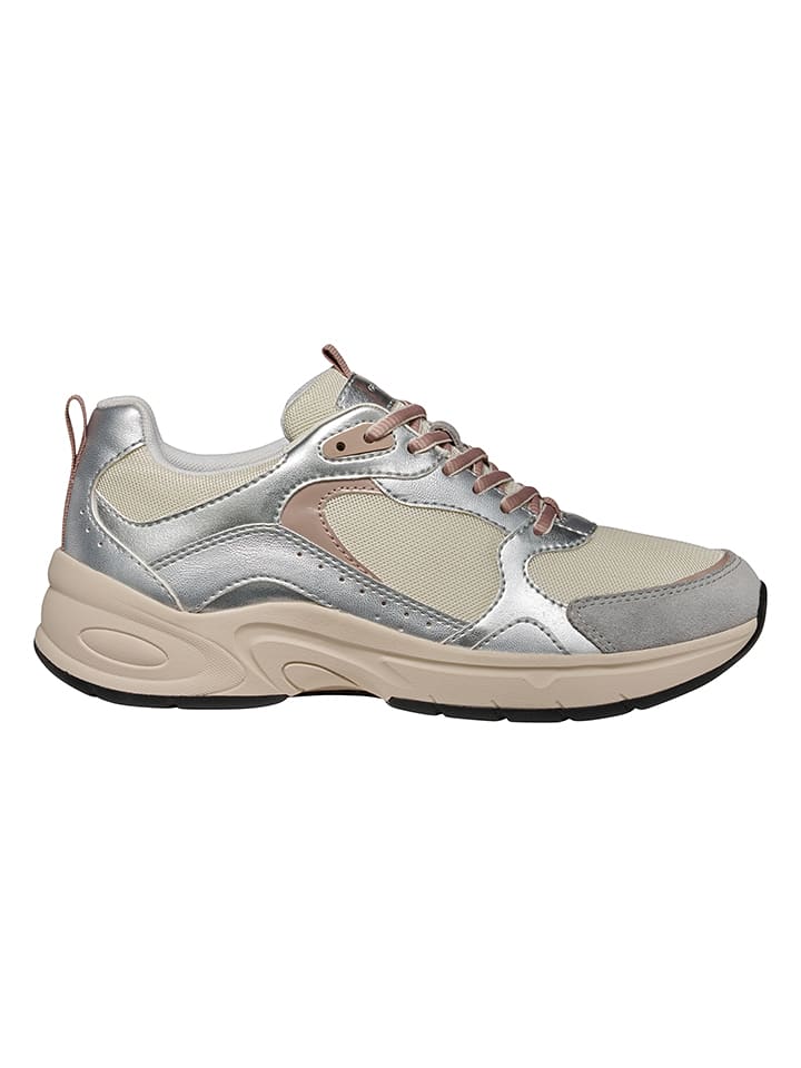 Sneakersy "Zarvia" w kolorze srebrno-beżowym