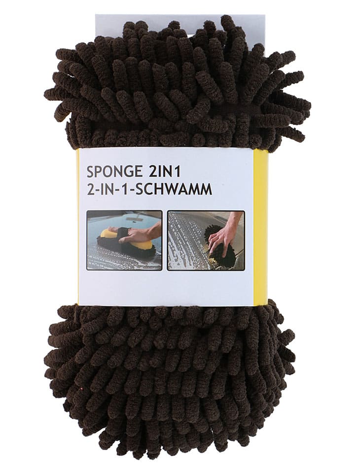 Gąbka w kolorze czarno-żółtym do czyszczenia samochodu - dł. 26 cm