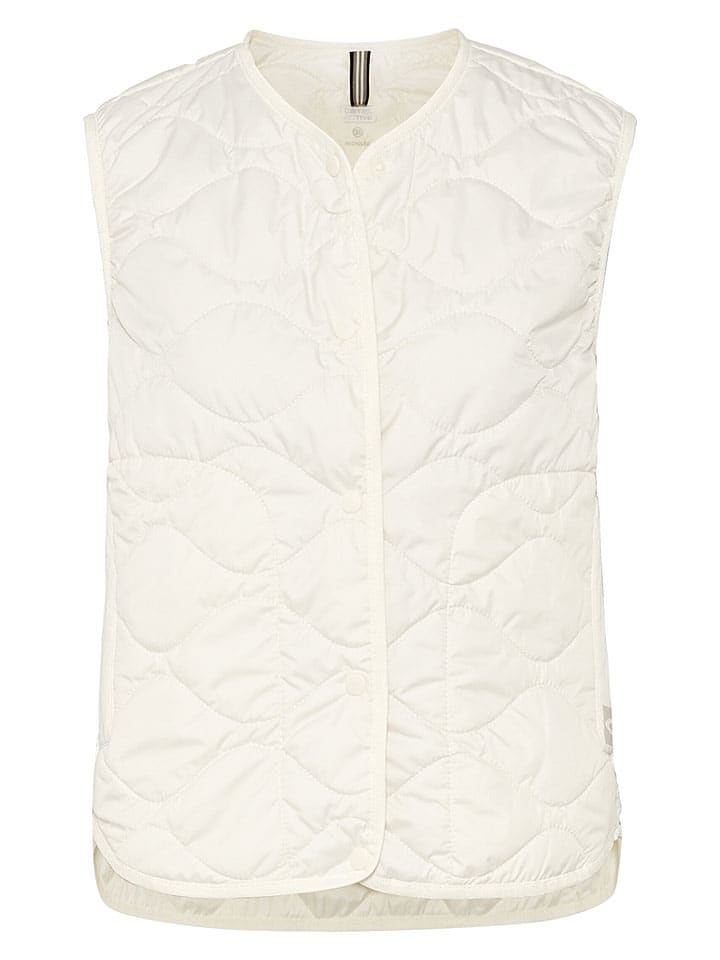 Doorgestikte bodywarmer crème