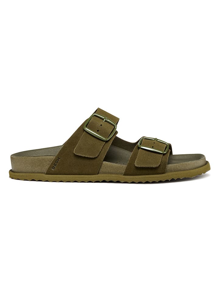 Skórzane klapki "Sandybett" w kolorze khaki