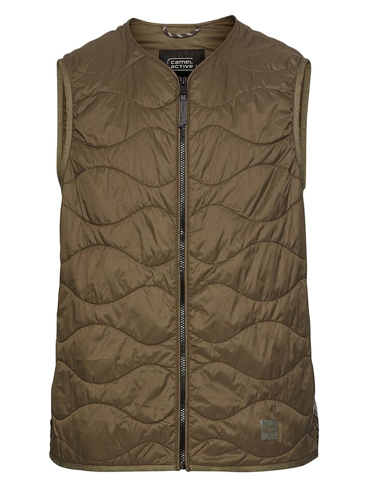 Doorgestikte bodywarmer lichtbruin