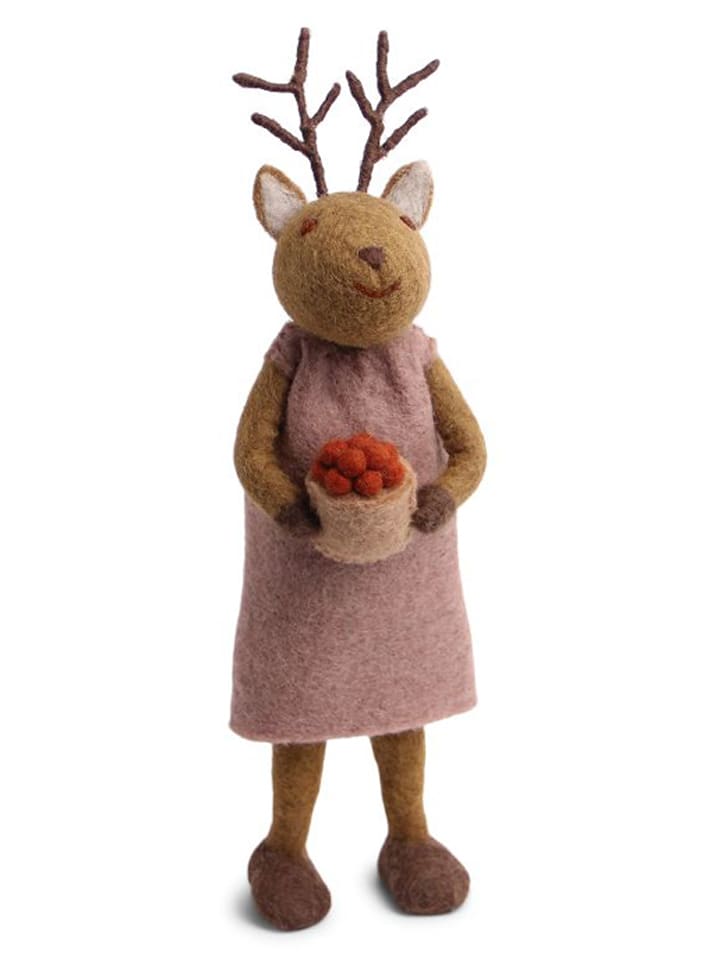 Figurka dekoracyjna "Girly Deer" w kolorze jasnobrązowo-jasnoróżowym - 27 cm