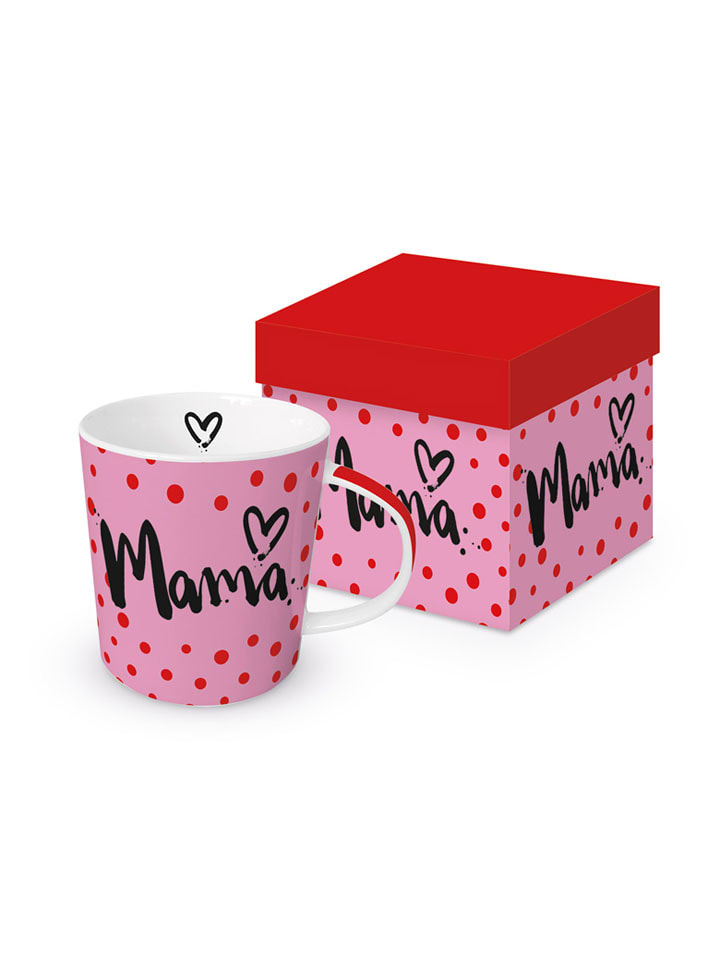 Kubek jumbo "Formart Mama" w kolorze jasnoróżowo-czerwonym - 400 ml