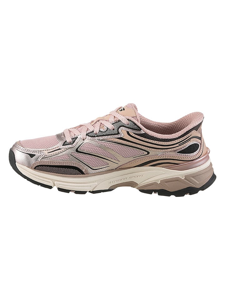 Sneakersy "Stamina Sport" w kolorze jasnoróżowo-jasnobrązowym