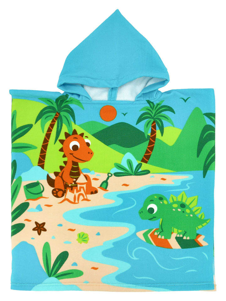 Ponczo kąpielowe "Babydino" w kolorze błękitnym ze wzorem - 60 x 60 cm