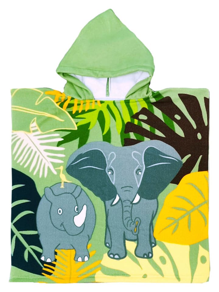 Ponczo kąpielowe "Elephant" w kolorze zielonym - 60 x 60 cm