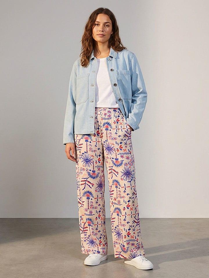 Broek beige/blauw