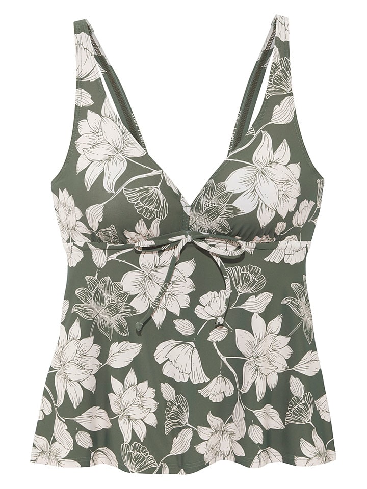 Koszulka tankini w kolorze zielono-kremowym