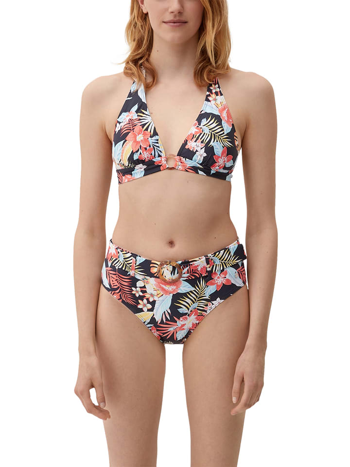 Figi bikini w kolorze czarno-błękitno-koralowym