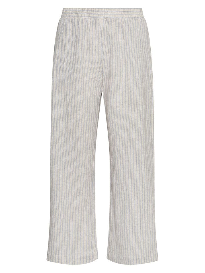 Broek "Joceanne Pants" wit/lichtblauw