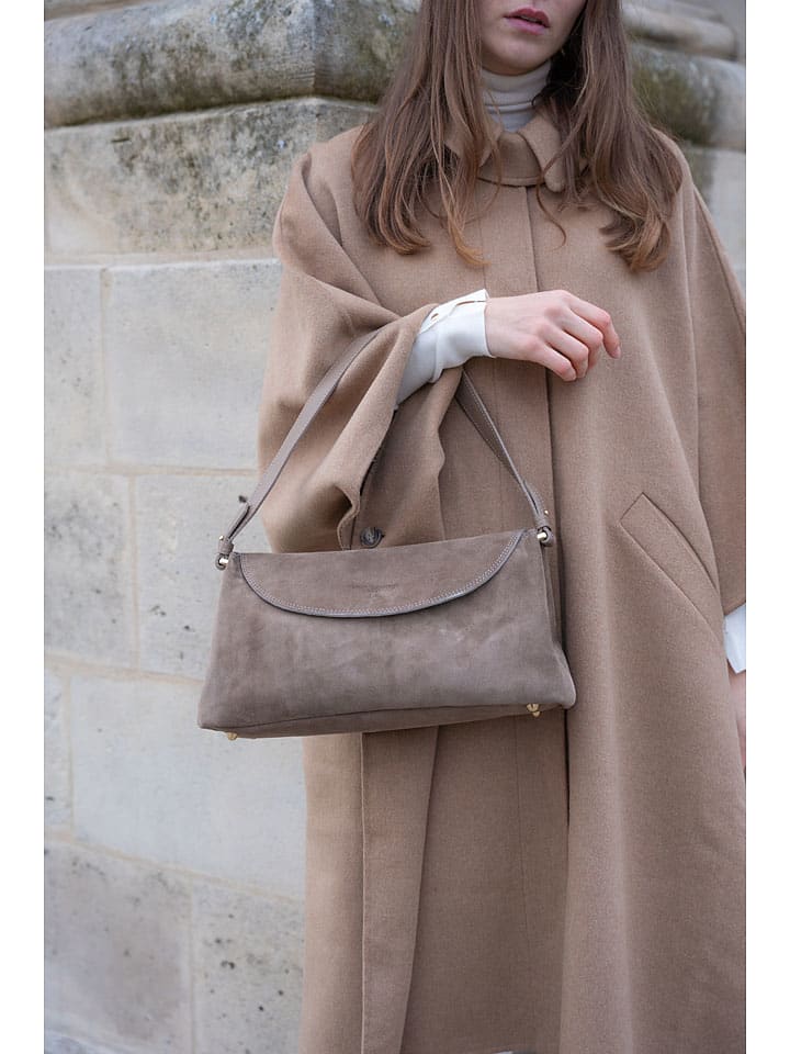 Leren handtas "Siena" taupe - (B)34 x (H)22 x (D)12 cm