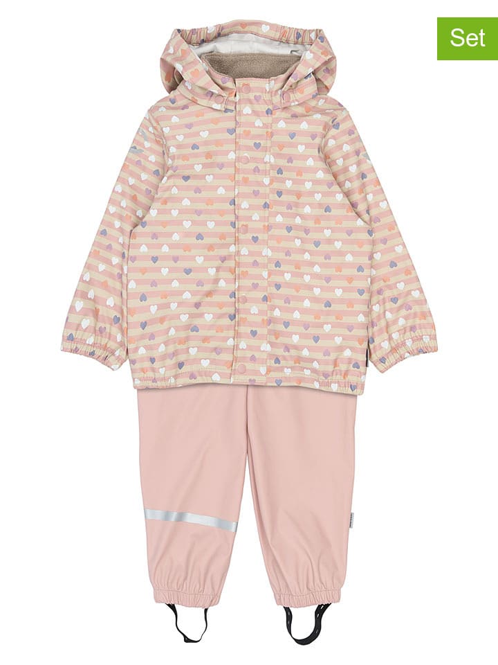 2-delige regenoutfit beige/rosé