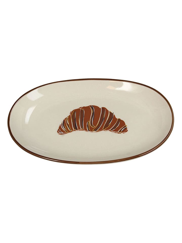 Półmisek "Croissant" w kolorze kremowo-jasnobrązowym - 21 x 12,5 cm